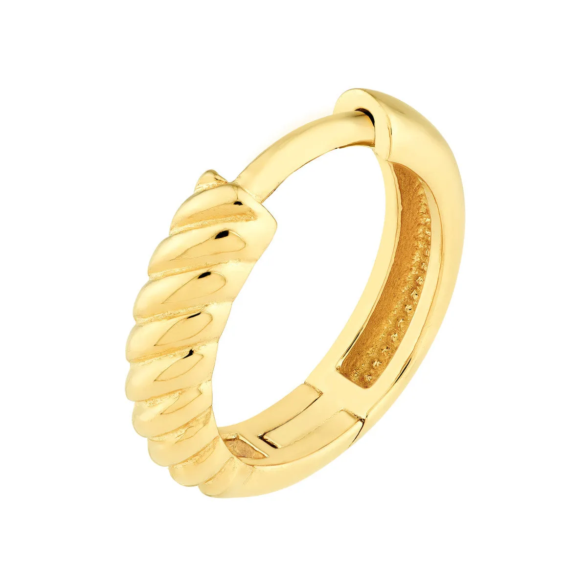 14K Yellow Gold 3.00mm x 13.00mm 1/2 Twisted Hinge Hoops