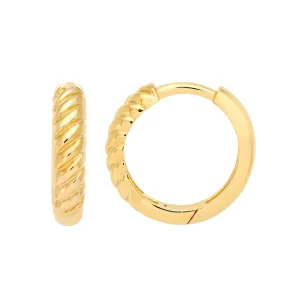 14K Yellow Gold 3.00mm x 13.00mm 1/2 Twisted Hinge Hoops