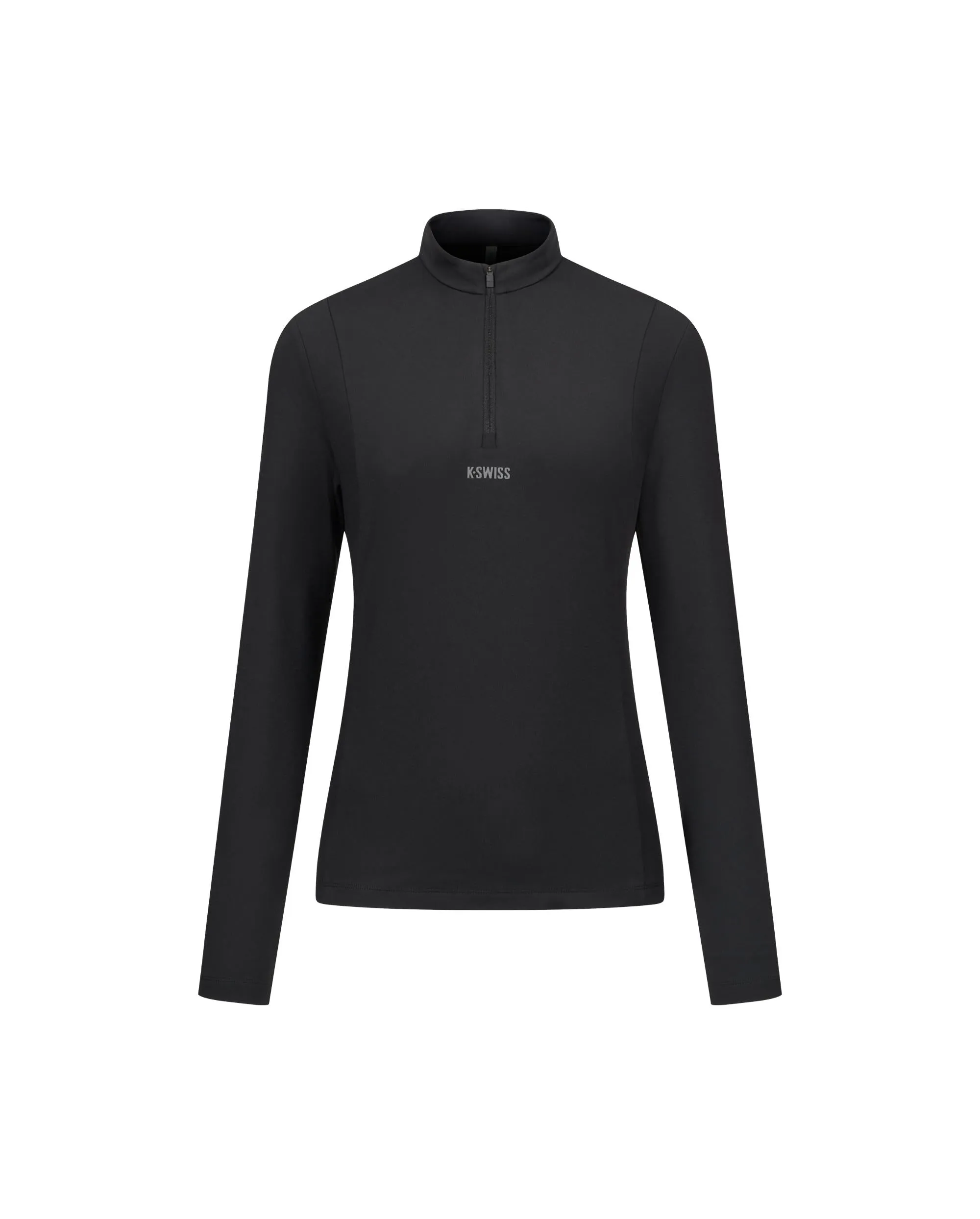 1911508-008 | WOMEN'S K-SWISS LOGO HALF-ZIP T-SHIRT | BLACK