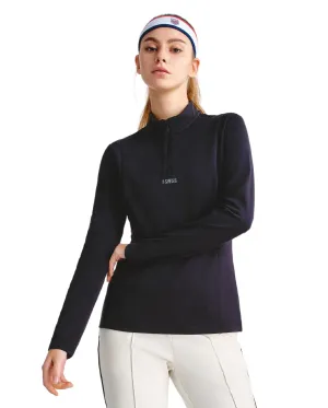 1911508-008 | WOMEN'S K-SWISS LOGO HALF-ZIP T-SHIRT | BLACK