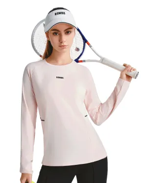 1911523-123 | WOMEN'S K-SWISS LOGO LONG SLEEVES T-SHIRT | WHITE/NAVY/GRAY