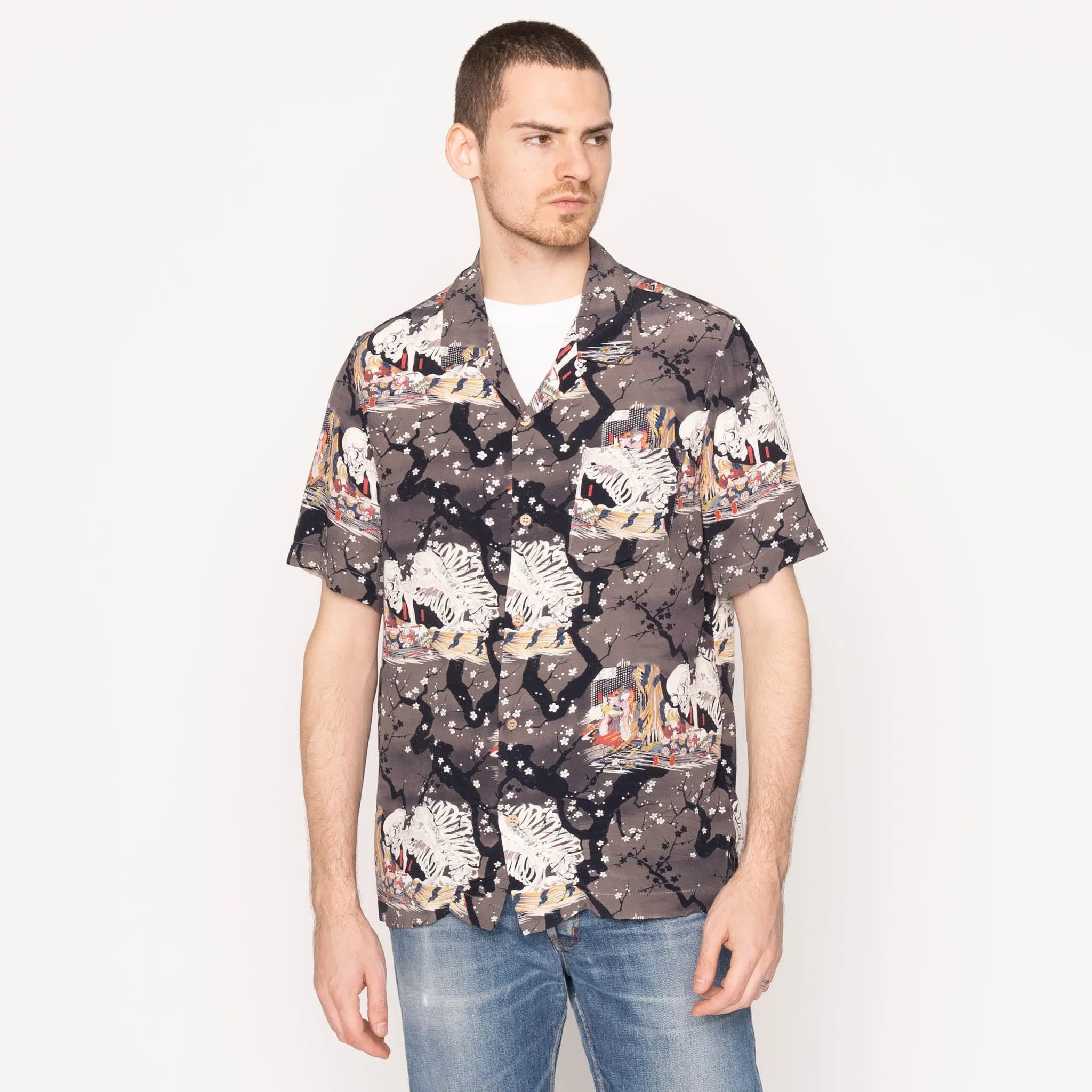 Aloha Shirt - Skeletons - Dark Grey