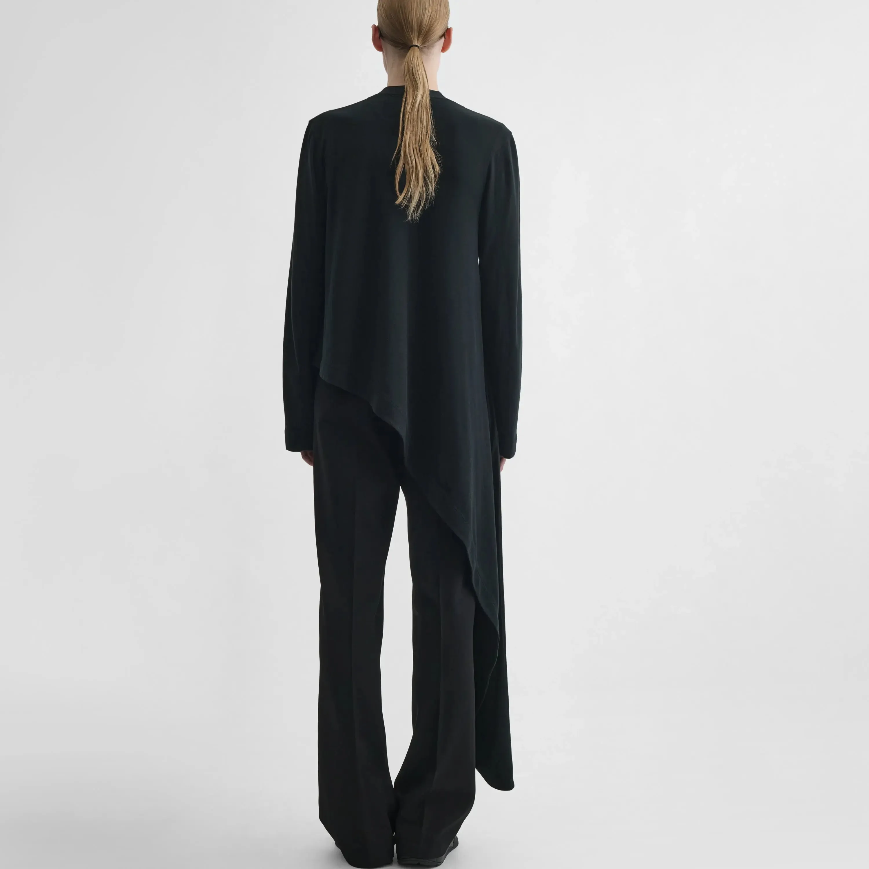 ASYMMETRIC T-SHIRT TOP | black jersey