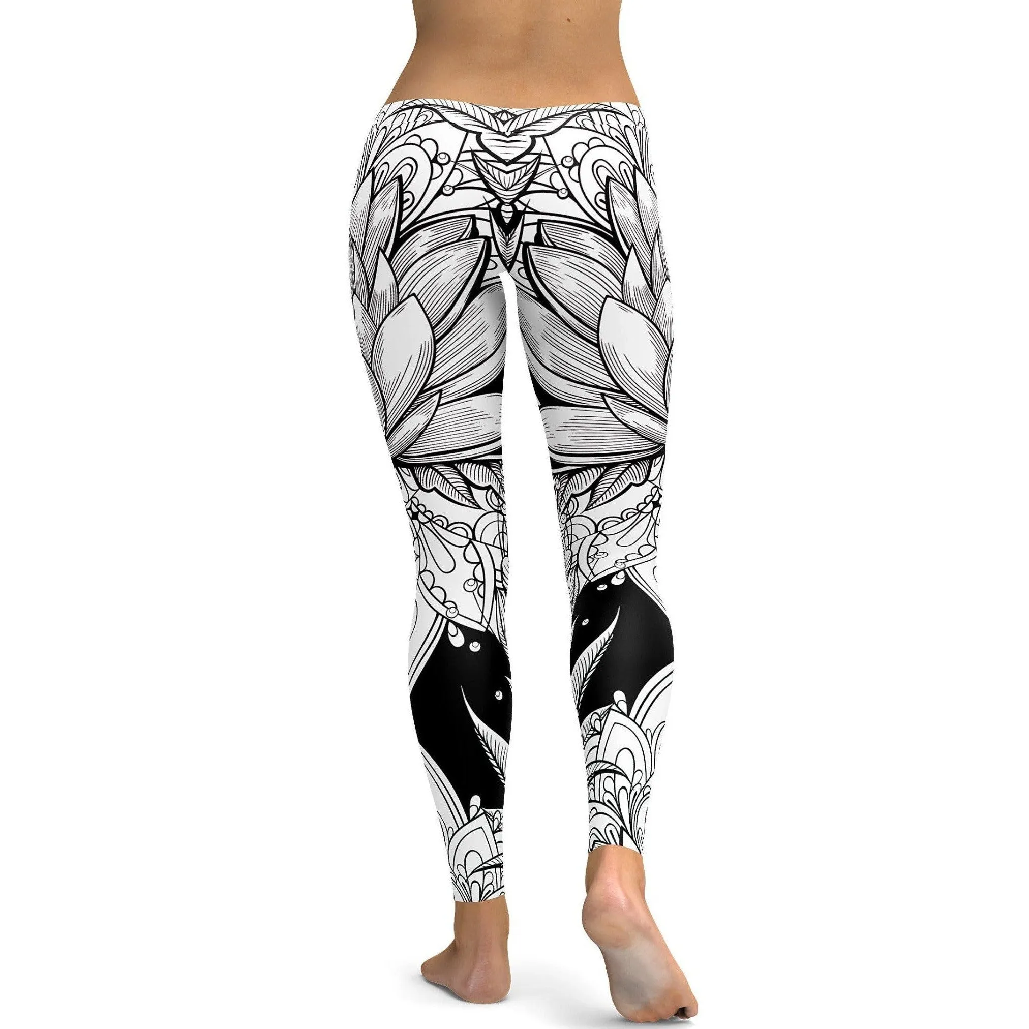 B&W Lotus Leggings