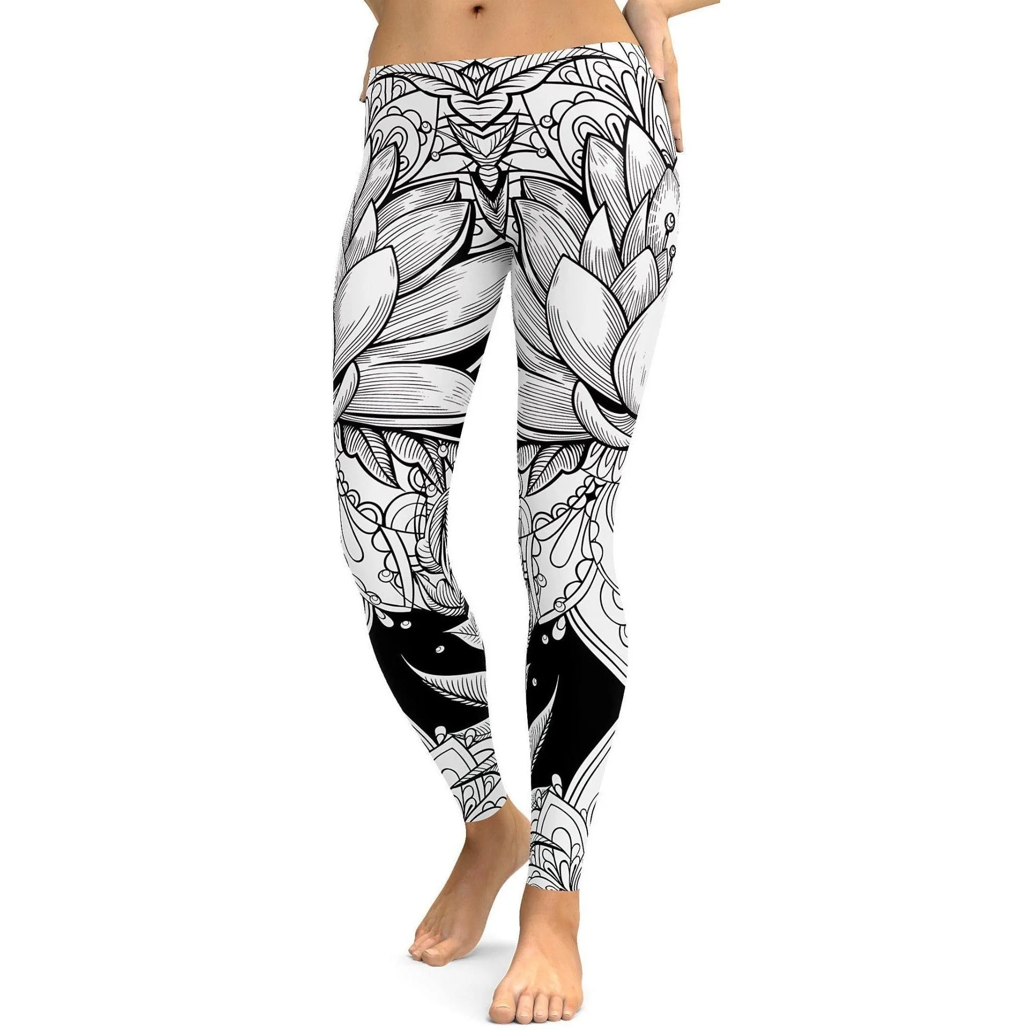 B&W Lotus Leggings