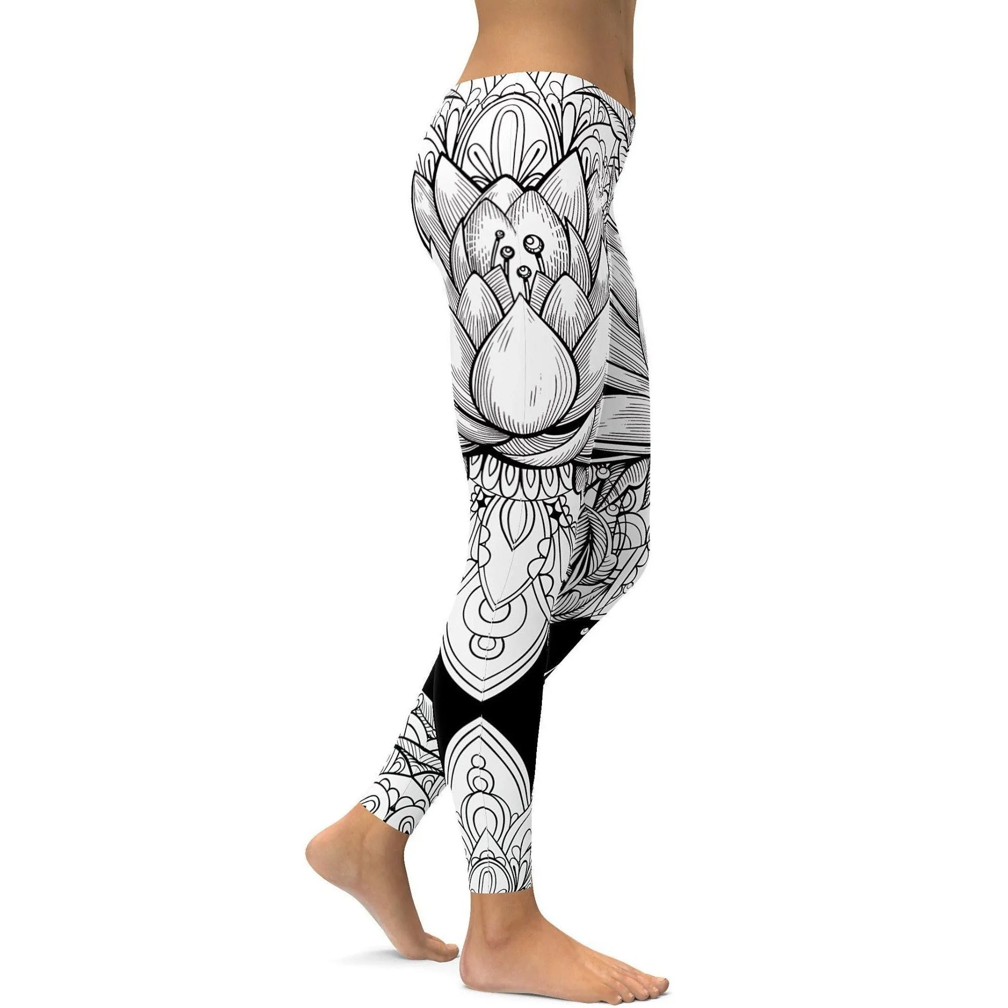 B&W Lotus Leggings