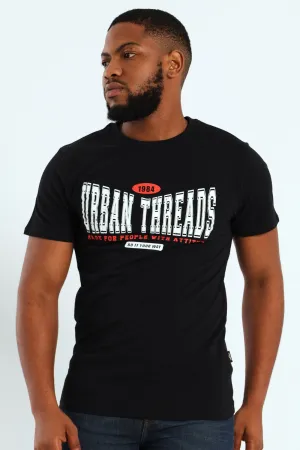 Basic Print T-Shirt - Black