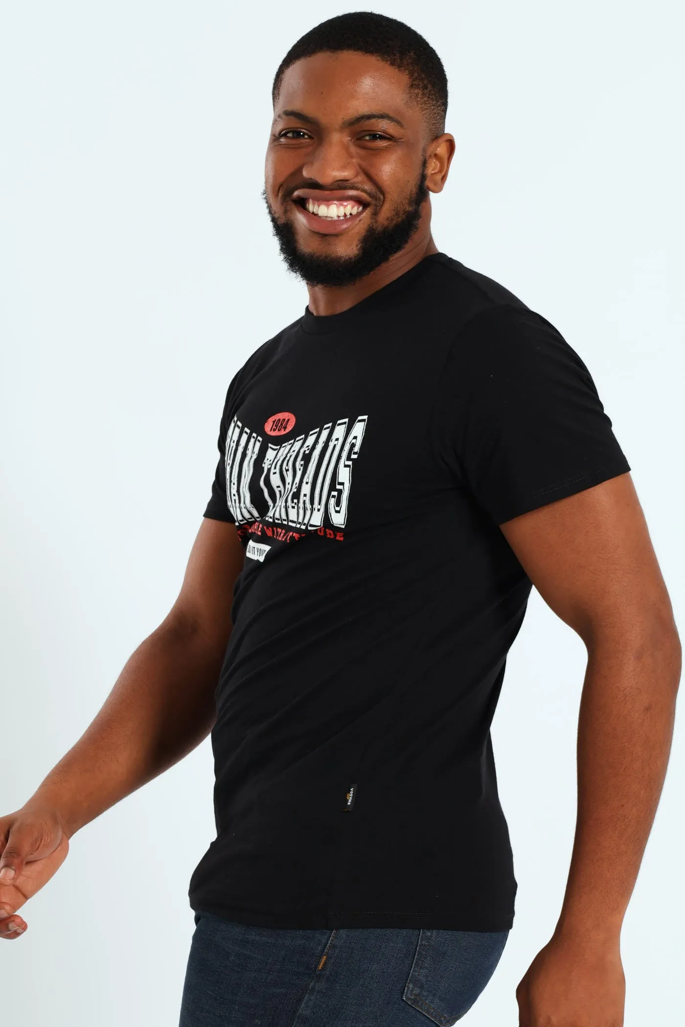 Basic Print T-Shirt - Black