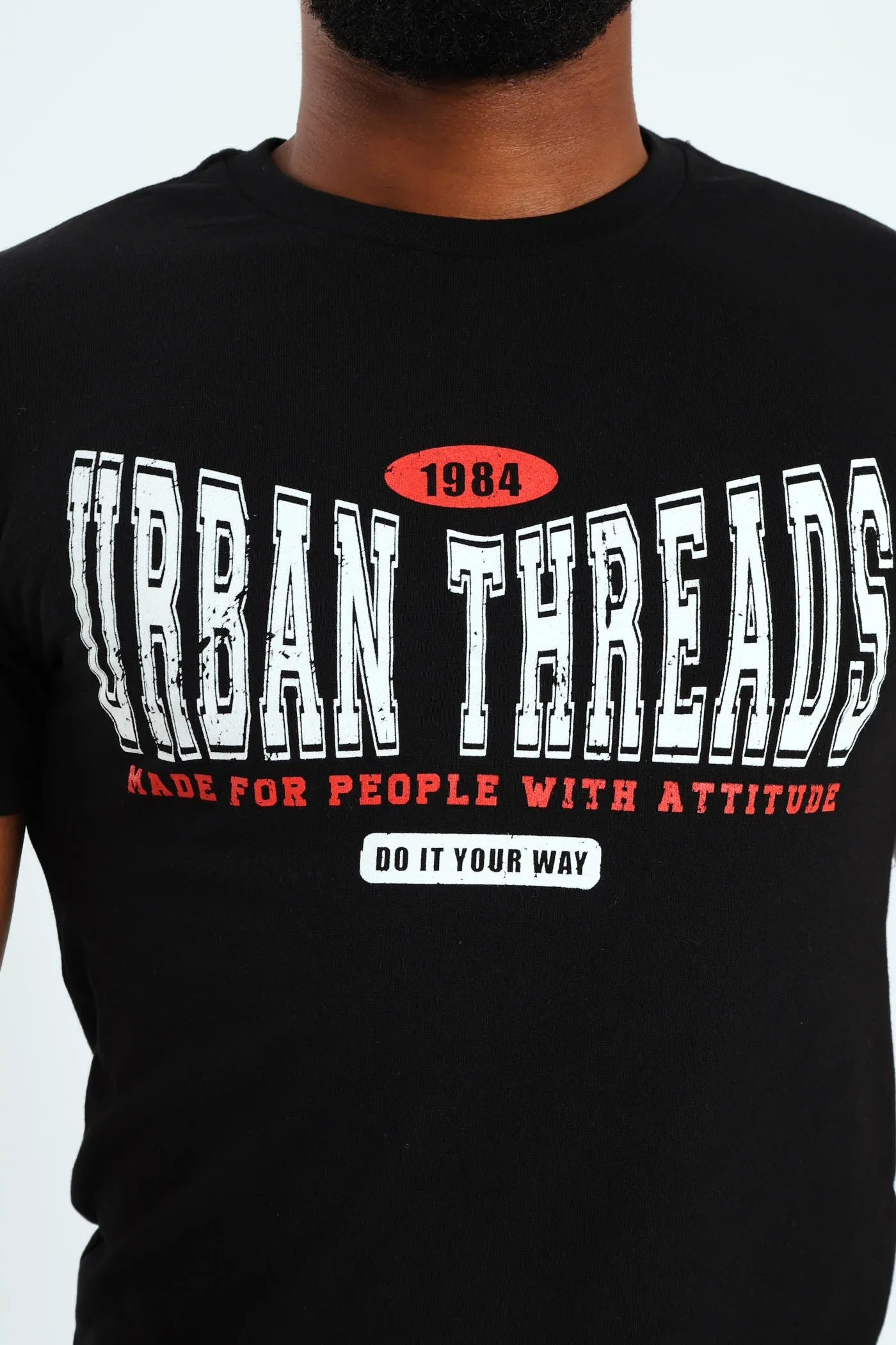 Basic Print T-Shirt - Black