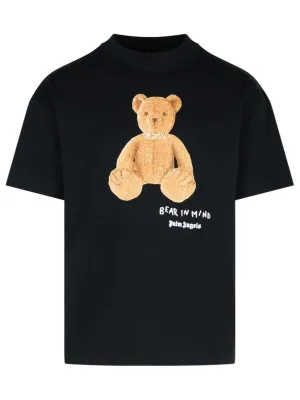 'Bear' Black Cotton T-Shirt