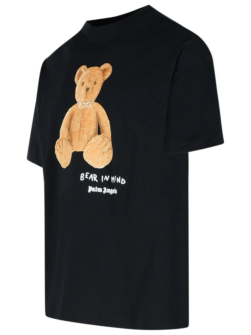 'Bear' Black Cotton T-Shirt