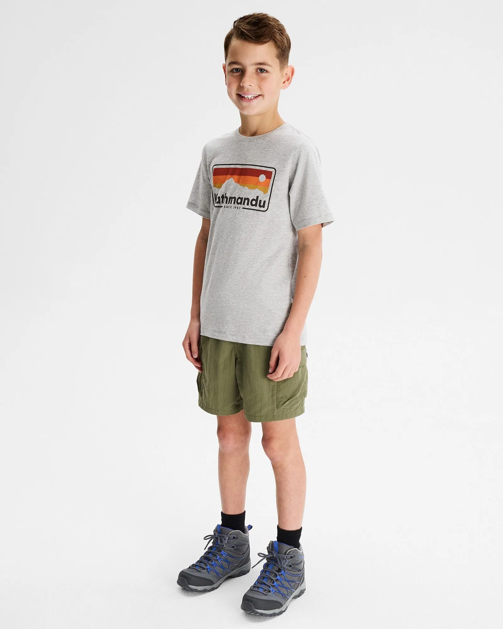 Boys' '70s Logo Organic Cotton T-shirt - Light Grey Marle