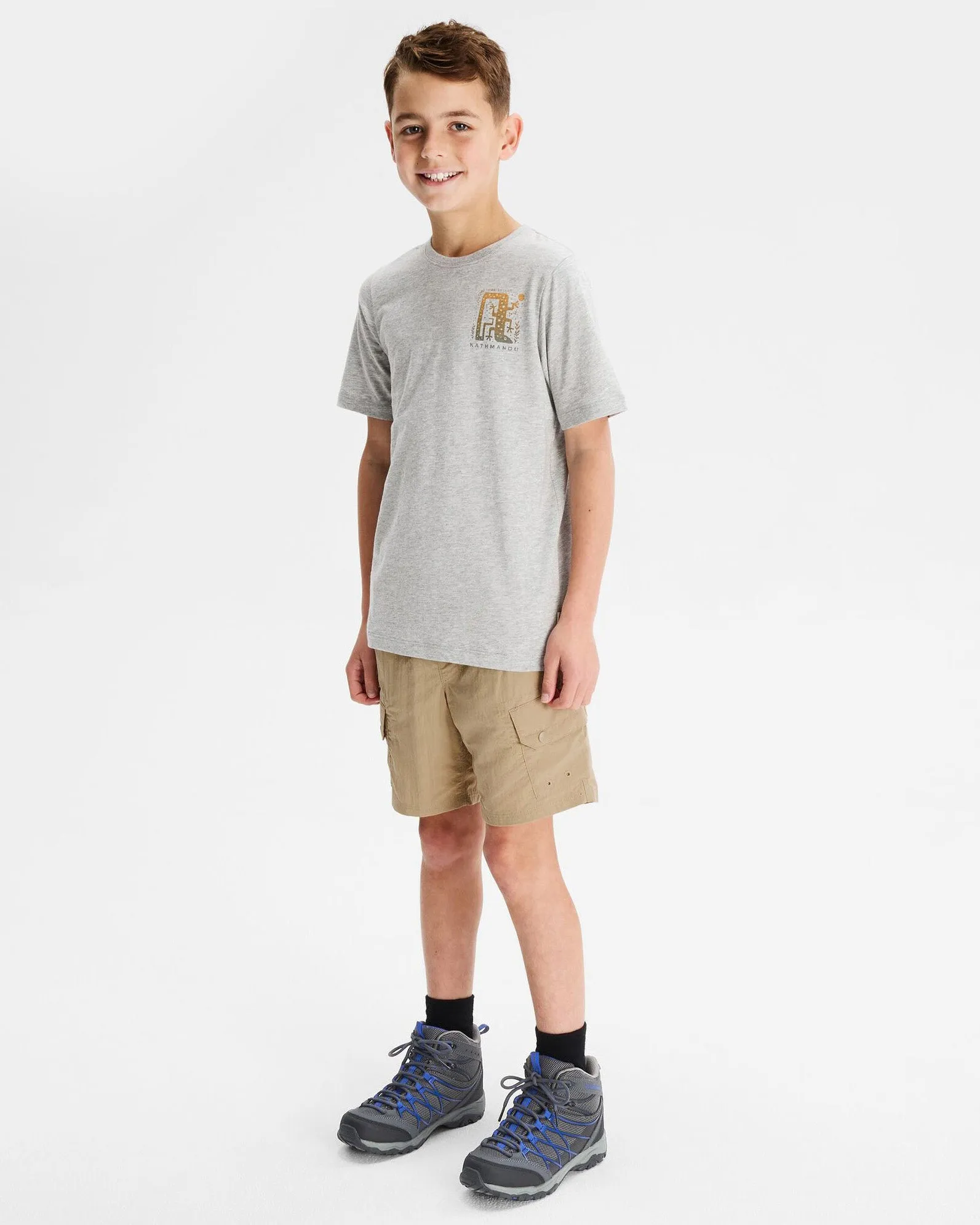 Boys' Geo Skink Organic Cotton T-shirt - Light Grey Marle