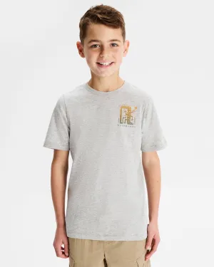 Boys' Geo Skink Organic Cotton T-shirt - Light Grey Marle