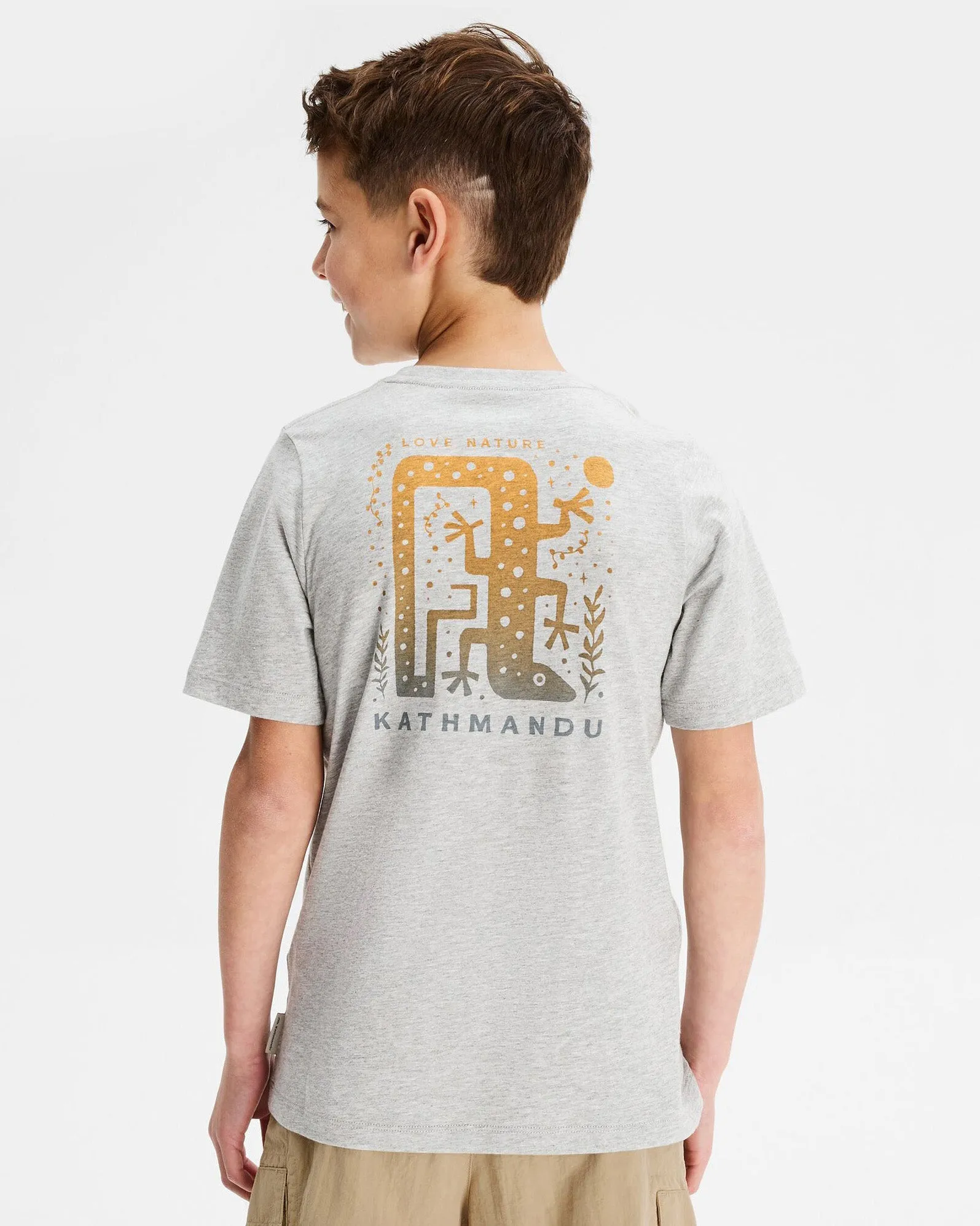 Boys' Geo Skink Organic Cotton T-shirt - Light Grey Marle