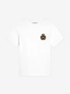 Boys Logo Patch T-Shirt in White