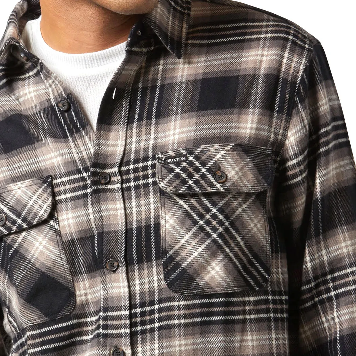 Brixton Bowery Long Sleeve Flannel Shirt - Black/Charcoal/Beige