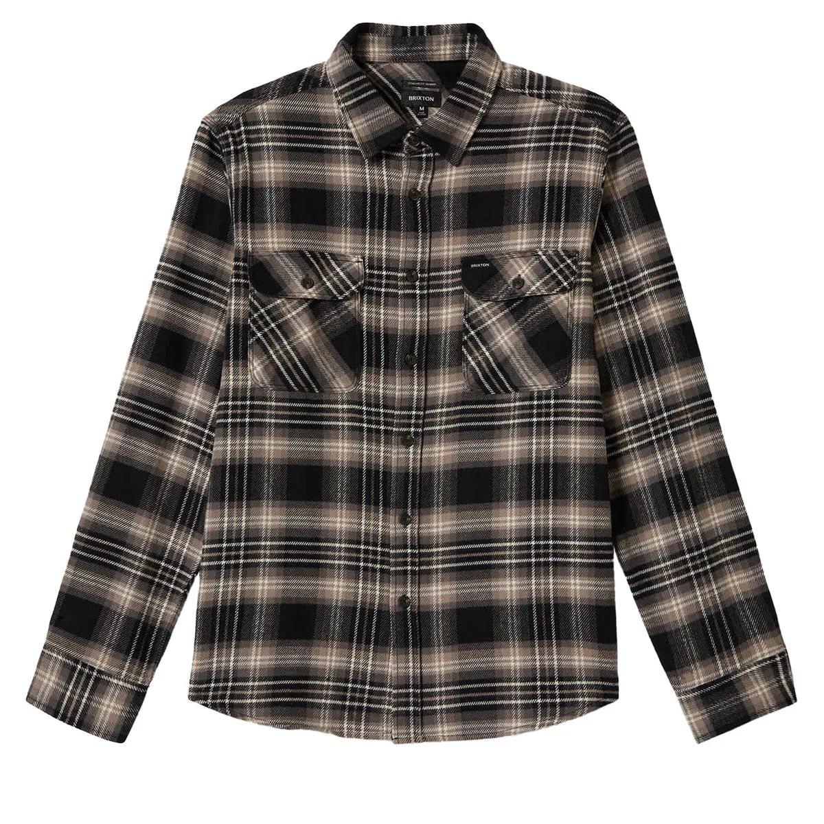 Brixton Bowery Long Sleeve Flannel Shirt - Black/Charcoal/Beige
