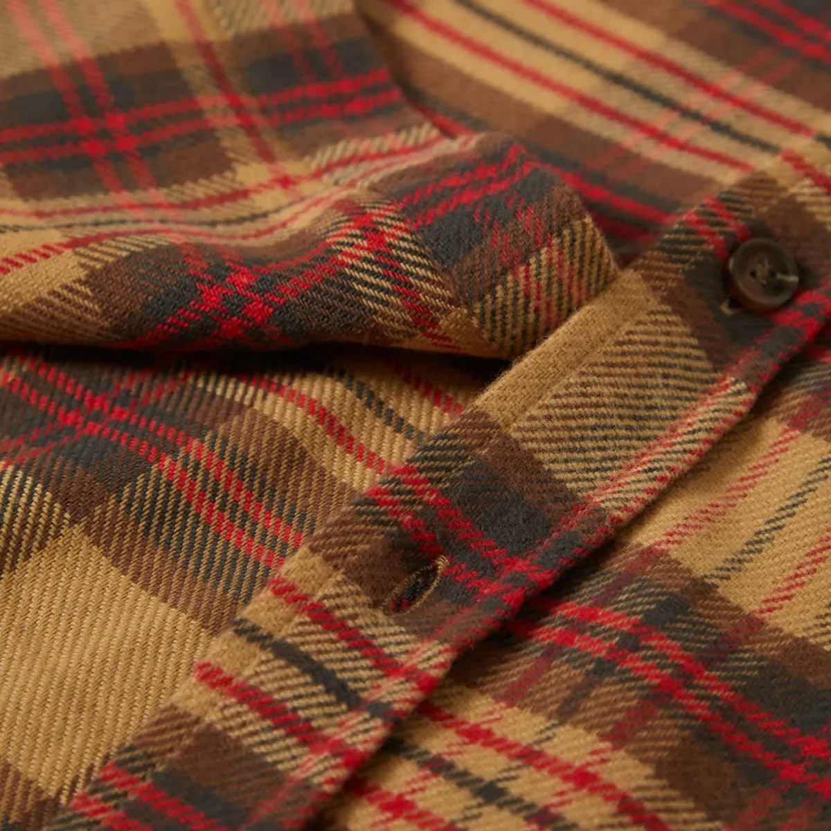 Brixton Bowery Long Sleeve Flannel Shirt - Curry/Washed Black/Crimson