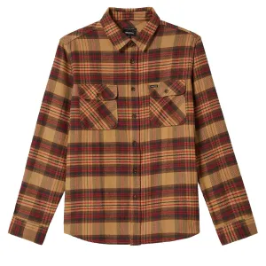 Brixton Bowery Long Sleeve Flannel Shirt - Curry/Washed Black/Crimson
