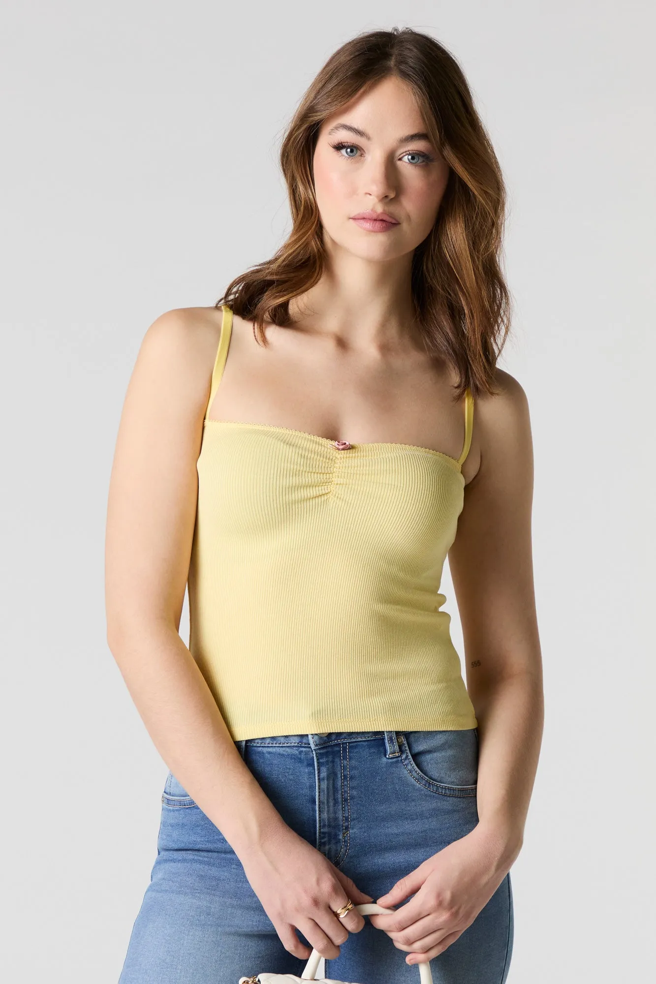 Camisole côtelée et cintrée avec rosette