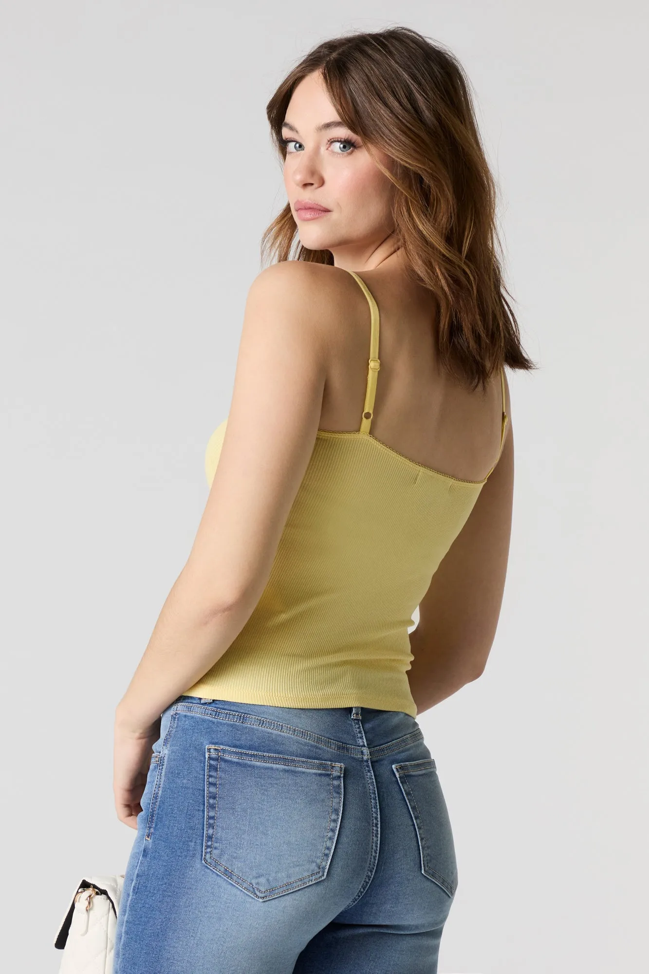 Camisole côtelée et cintrée avec rosette