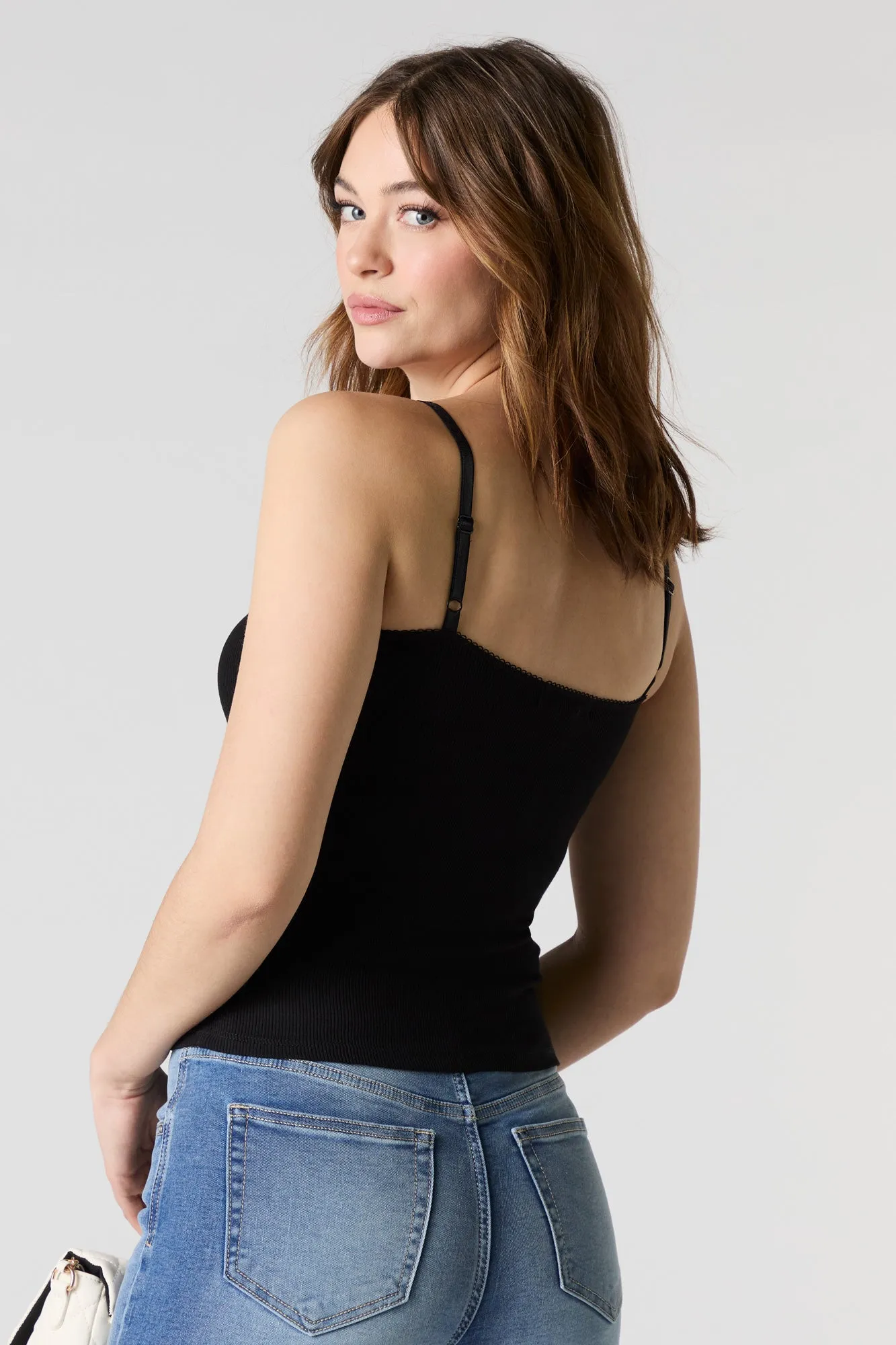 Camisole côtelée et cintrée avec rosette
