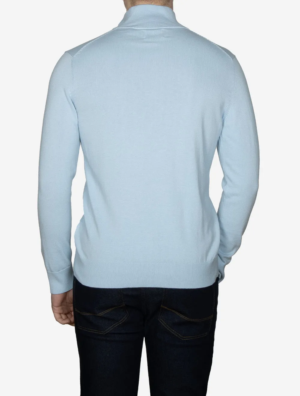 Casual Cotton Half Zip Cardigan Fresh Blue