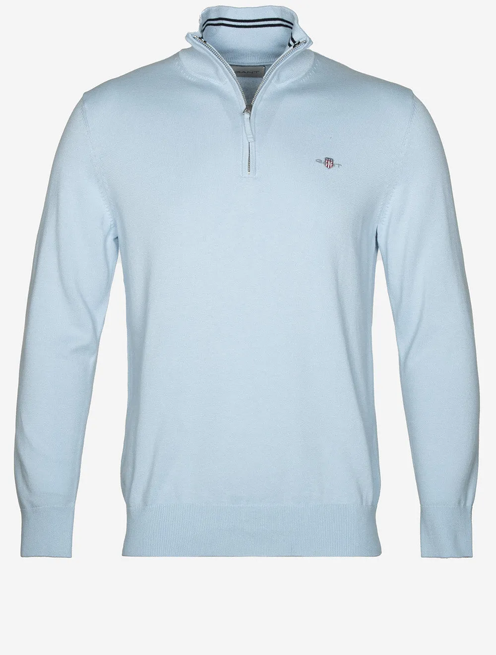 Casual Cotton Half Zip Cardigan Fresh Blue