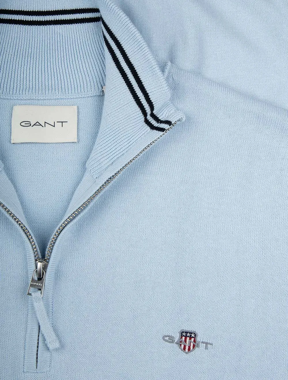 Casual Cotton Half Zip Cardigan Fresh Blue