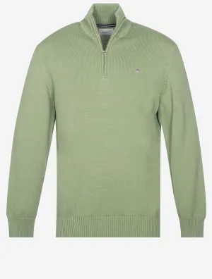 Casual Cotton Half Zip Kalamata Green