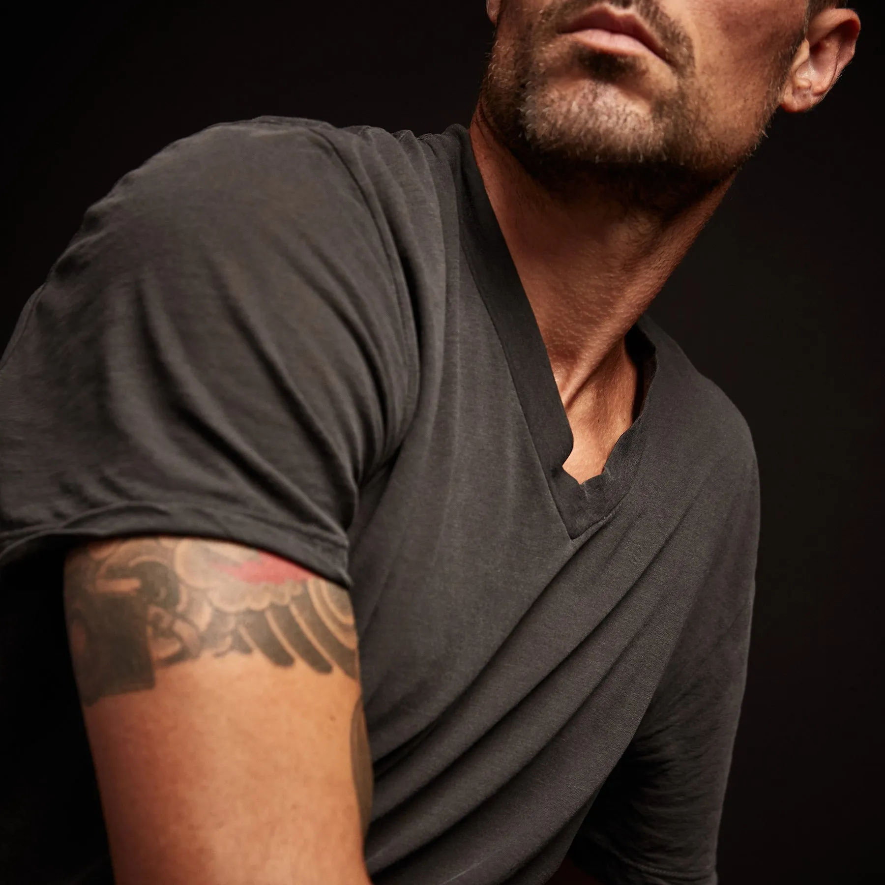 Clear Jersey V Neck - Carbon Pigment