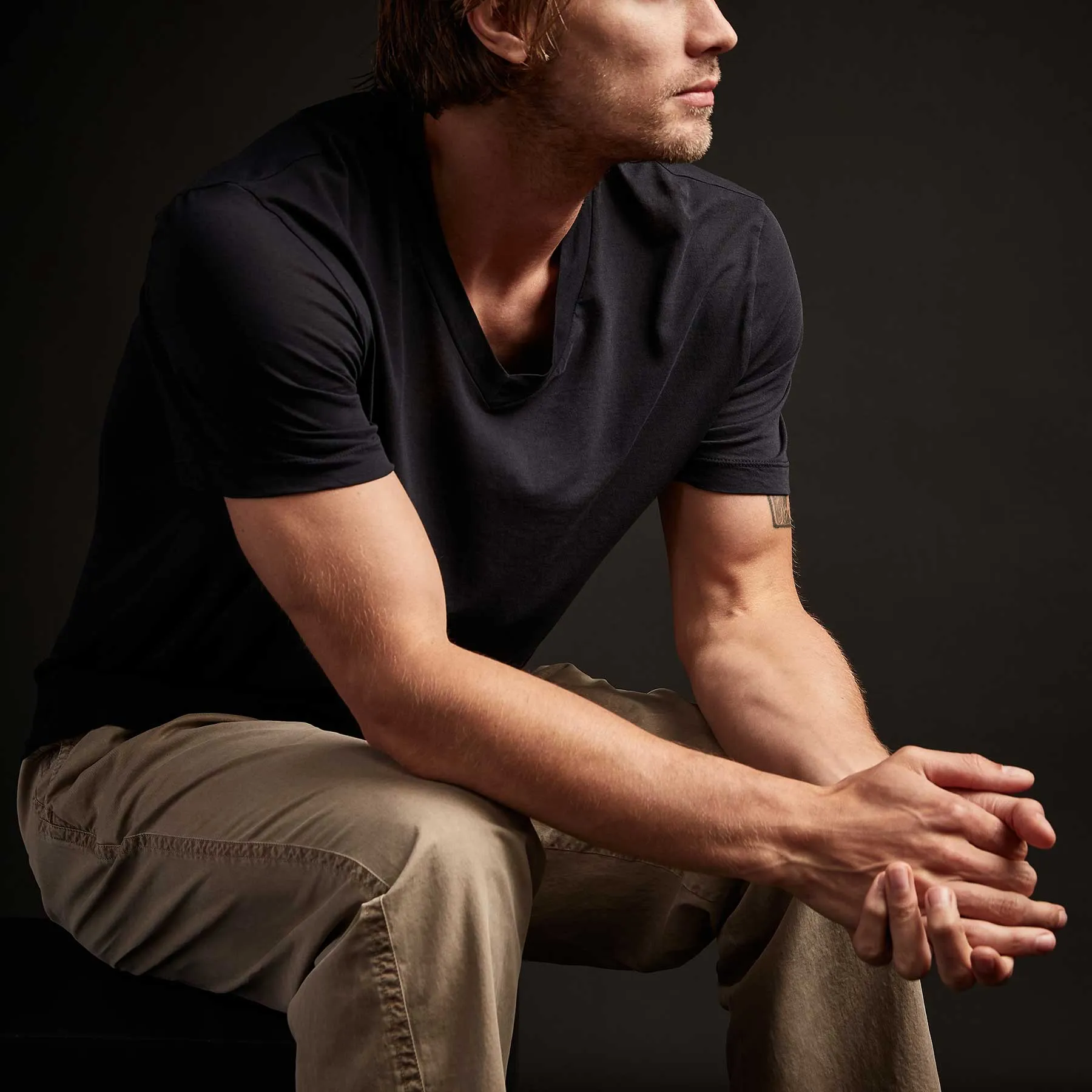 Clear Jersey V Neck - Deep
