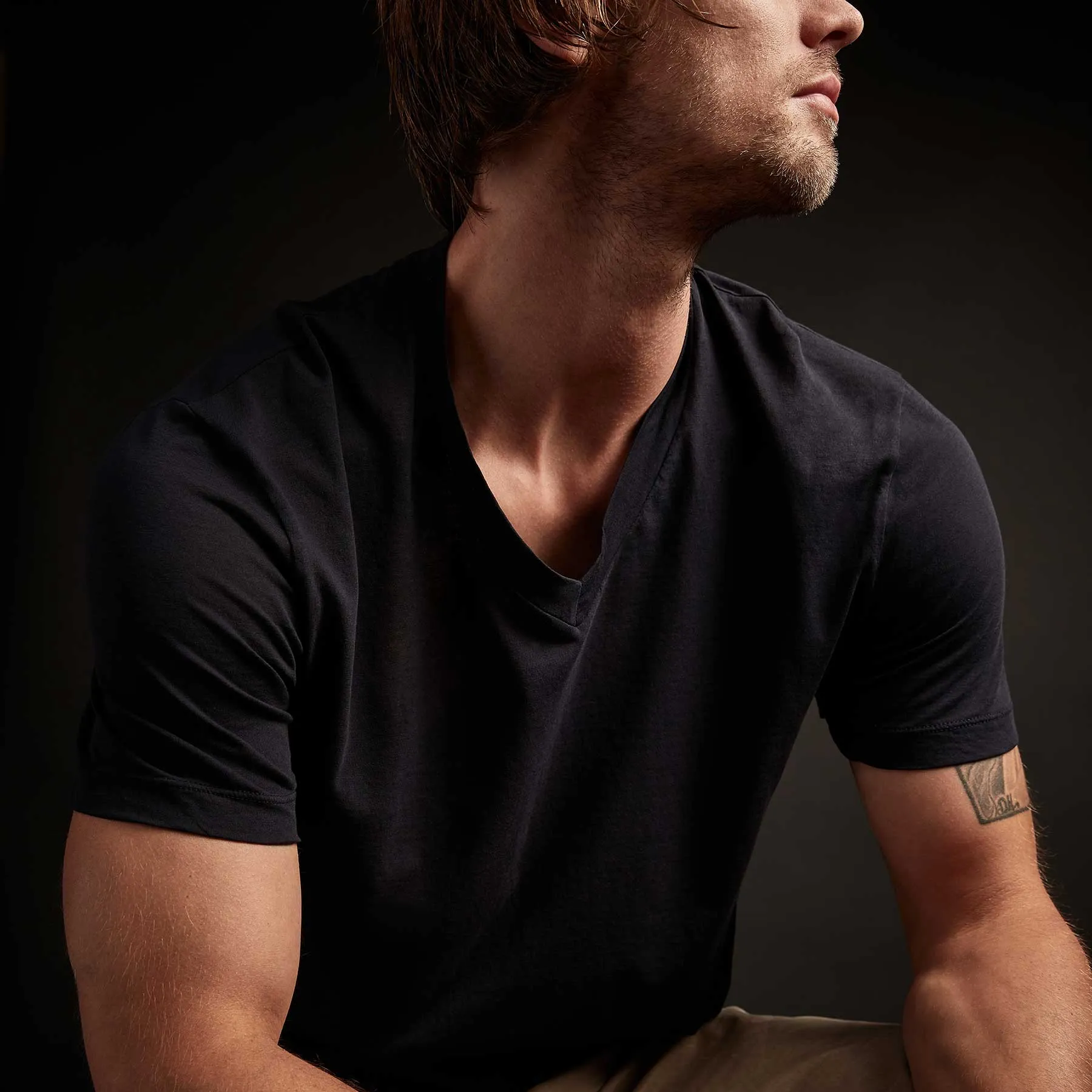 Clear Jersey V Neck - Deep