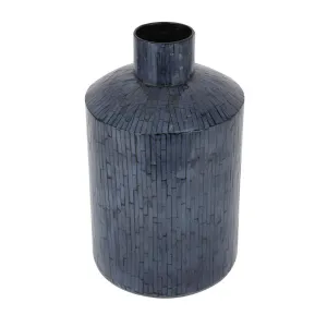COSMOLIVING BY COSMOPOLITAN BLUE MOTHER OF PEARL HANDMADE VASE
