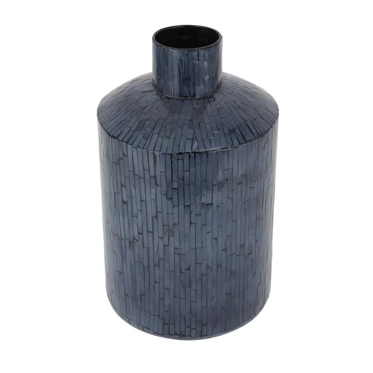 COSMOLIVING BY COSMOPOLITAN BLUE MOTHER OF PEARL HANDMADE VASE