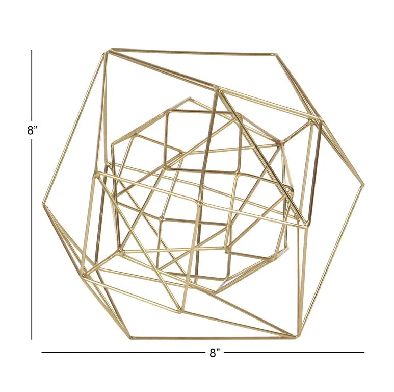 COSMOLIVING BY COSMOPOLITAN GOLD METAL GEOMETRIC SCULPTURE,