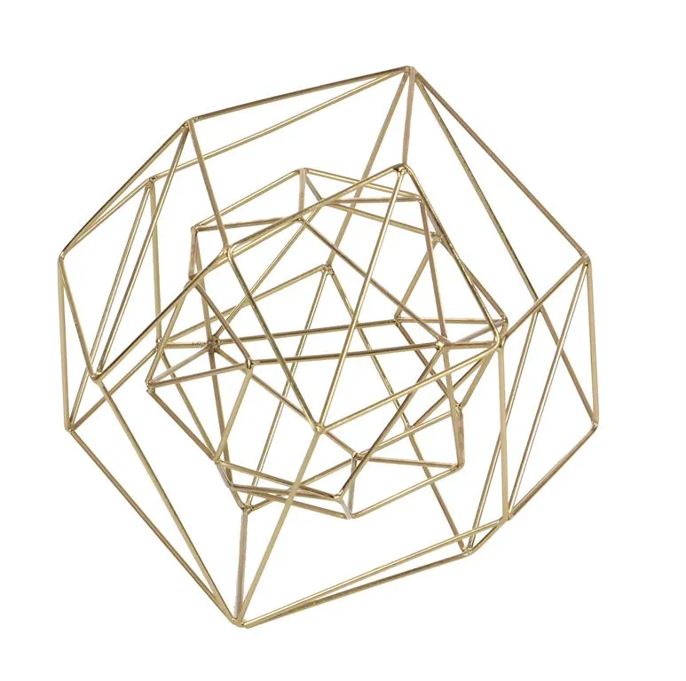 COSMOLIVING BY COSMOPOLITAN GOLD METAL GEOMETRIC SCULPTURE,