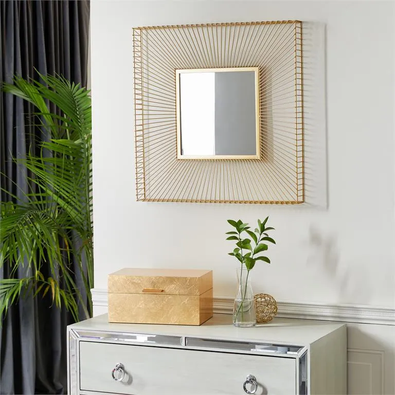 COSMOLIVING BY COSMOPOLITAN GOLD METAL STARBURST WALL MIRROR