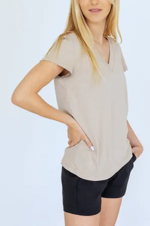 Cotton V T-Shirt Khaki