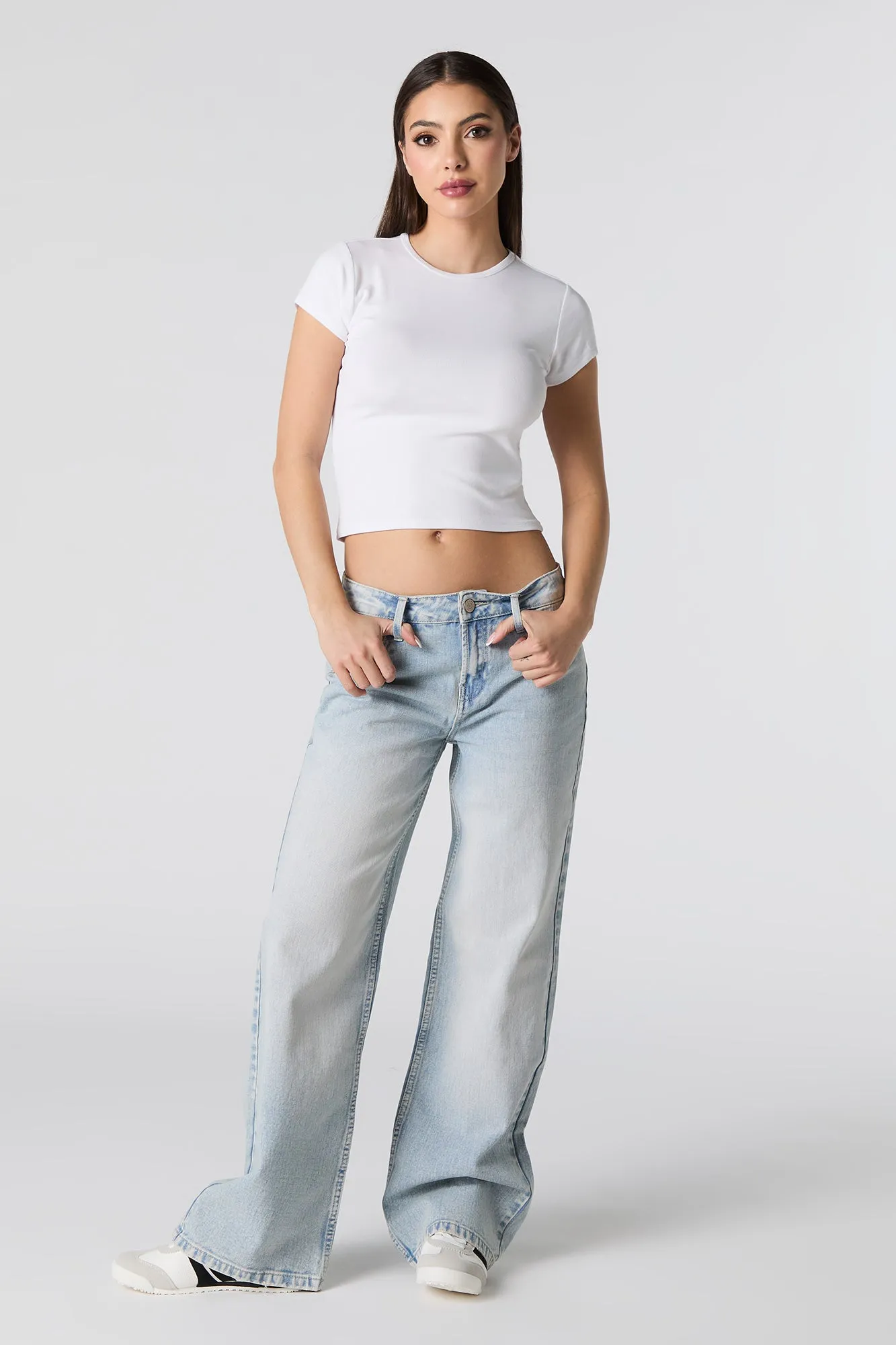 Cropped Ribbed T-Shirt
