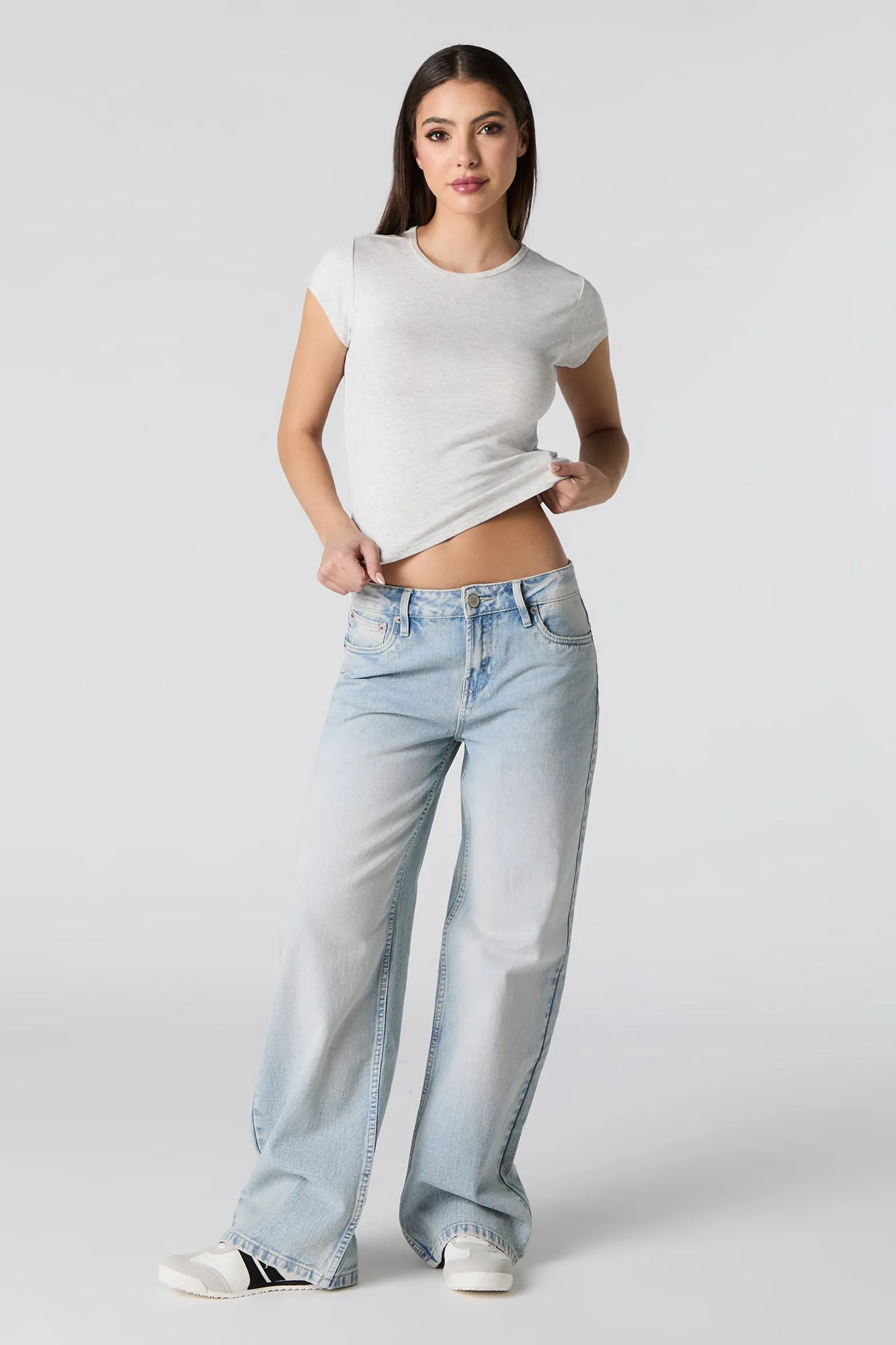 Cropped Ribbed T-Shirt