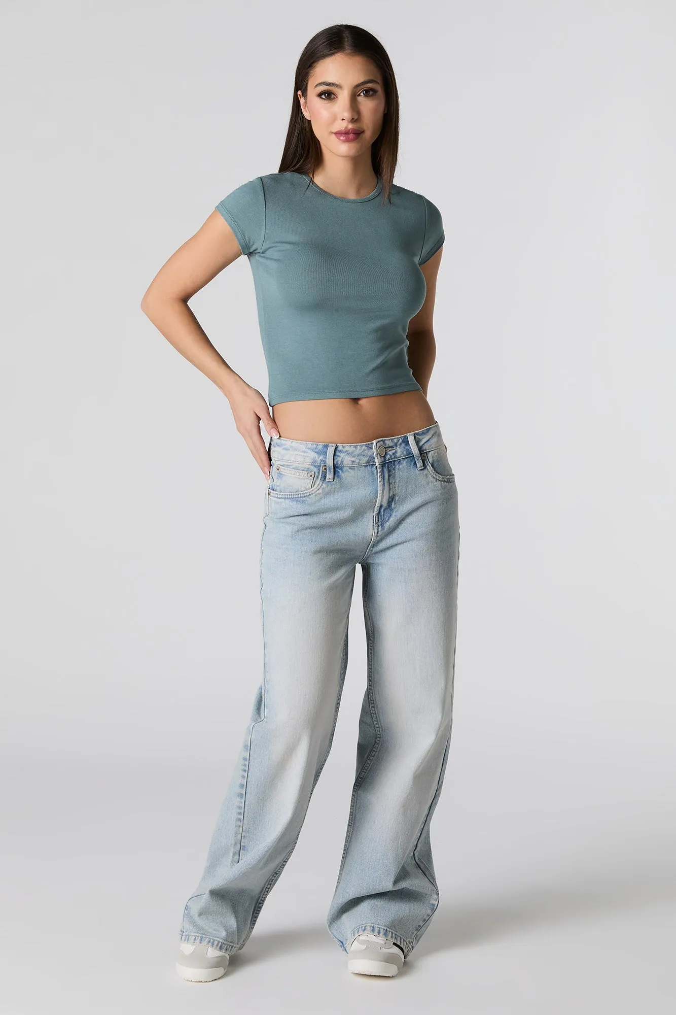 Cropped Ribbed T-Shirt