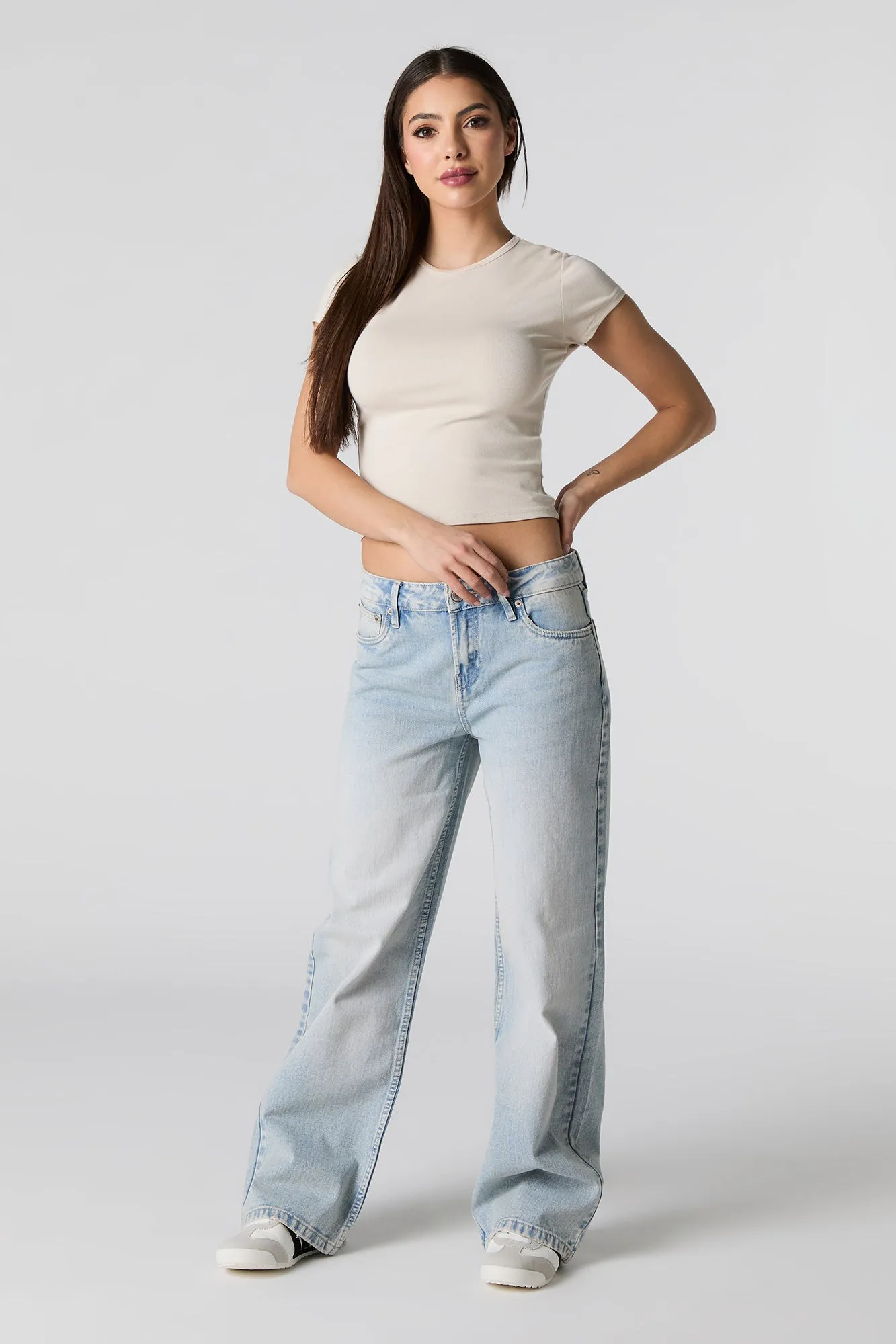 Cropped Ribbed T-Shirt