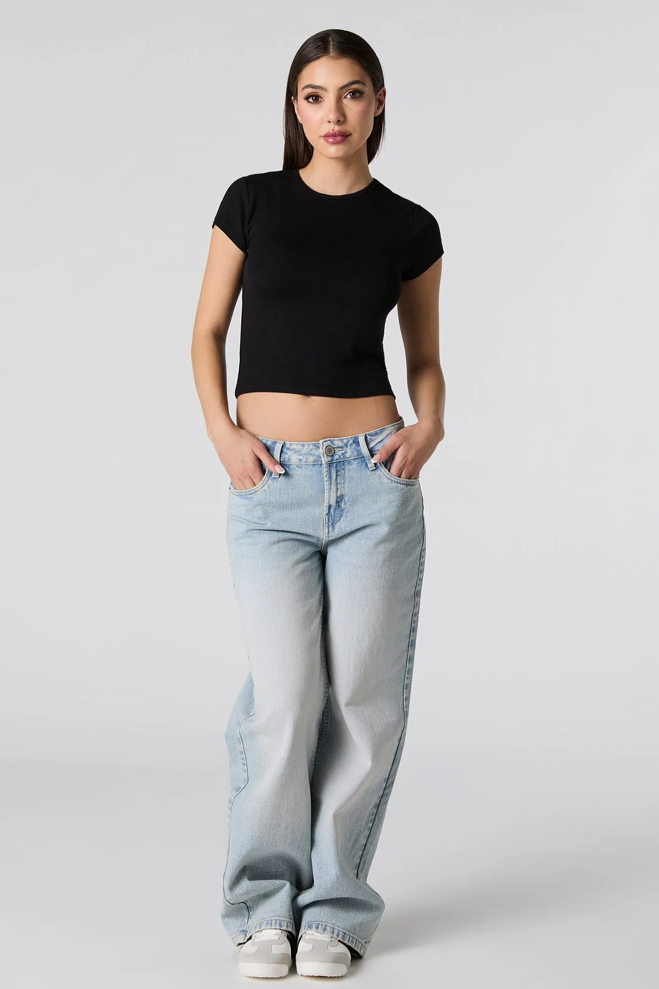 Cropped Ribbed T-Shirt