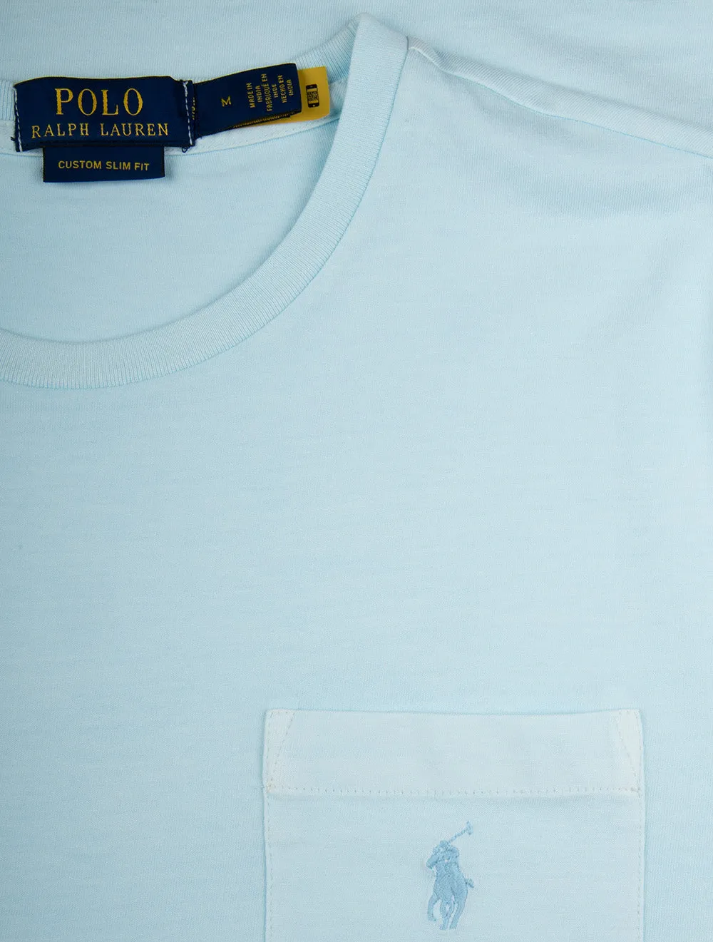 Custom Slim Mineral-Dyed Pocket T-Shirt Blue