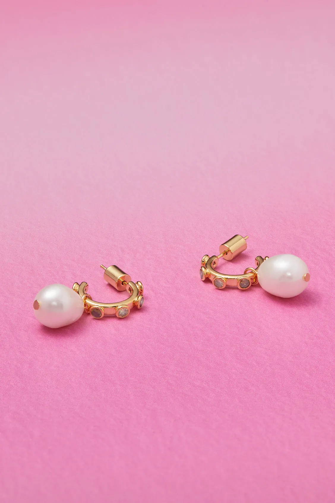 CZ Pearl Drop Hoops