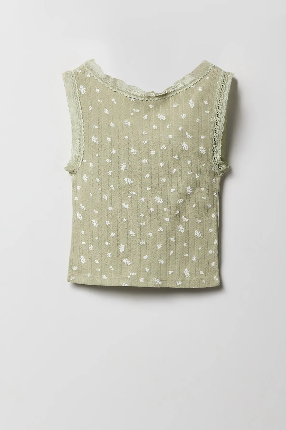 Débardeur en pointelle et dentelle avec micromotifs pour fille