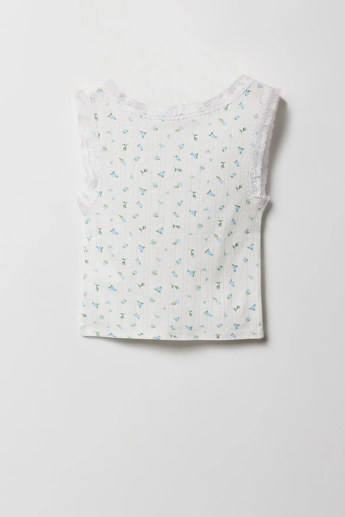 Débardeur en pointelle et dentelle avec micromotifs pour fille