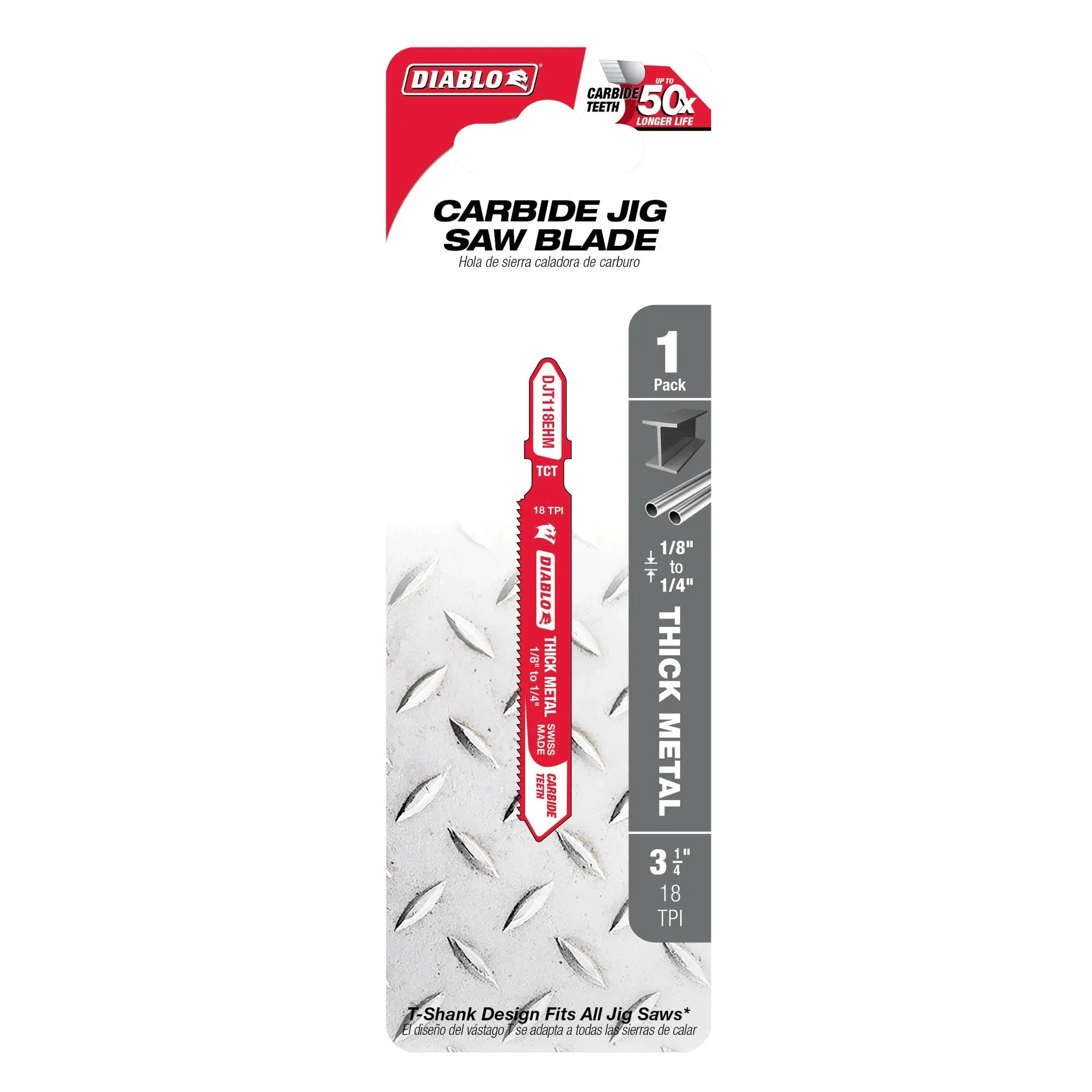 Diablo DJT118EHM - 3-1/4 in. 18 TPI Carbide T-Shank Jig Saw Blade for Thick Metal
